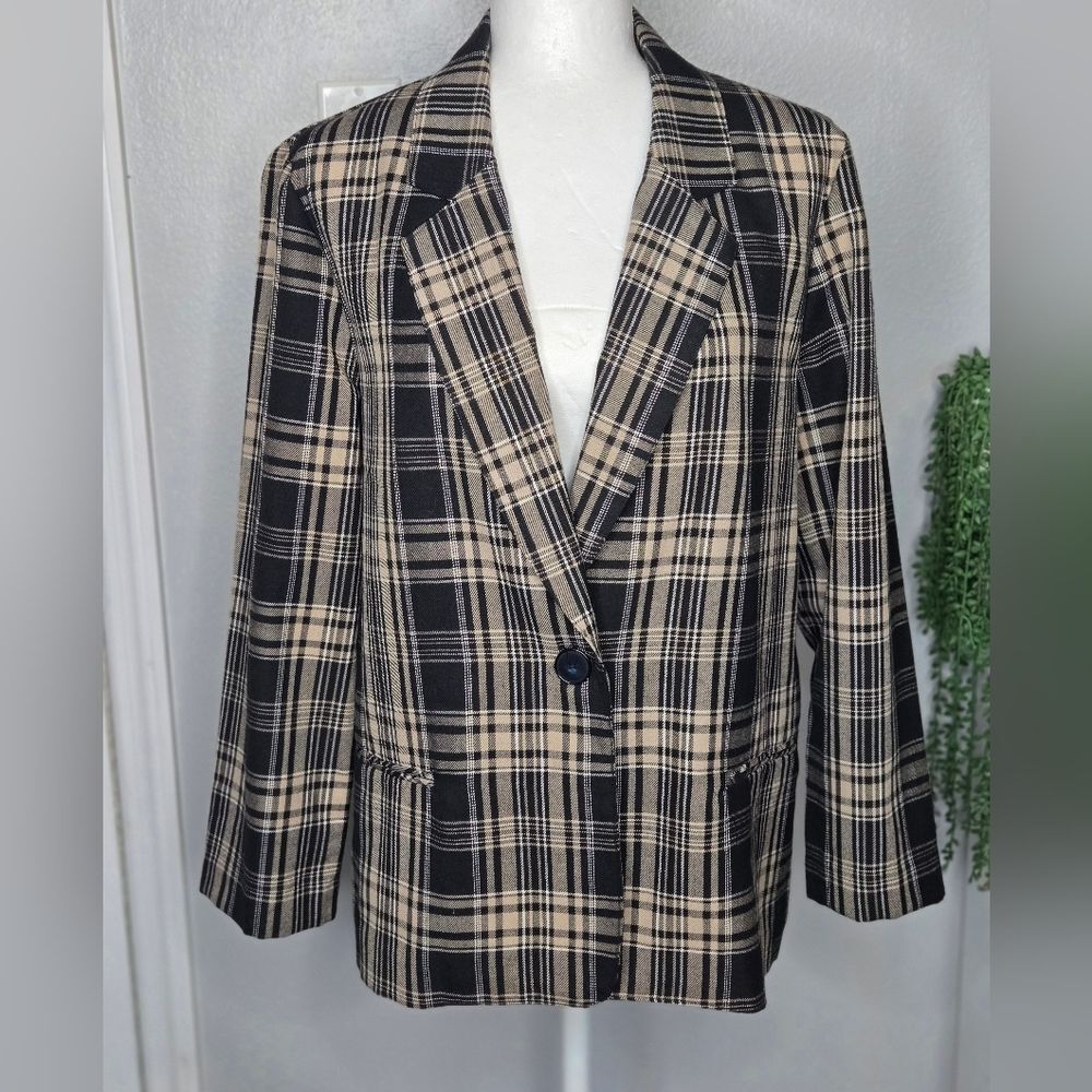 Requirements Vintage Plaid Single Button Blazer- Fits LP